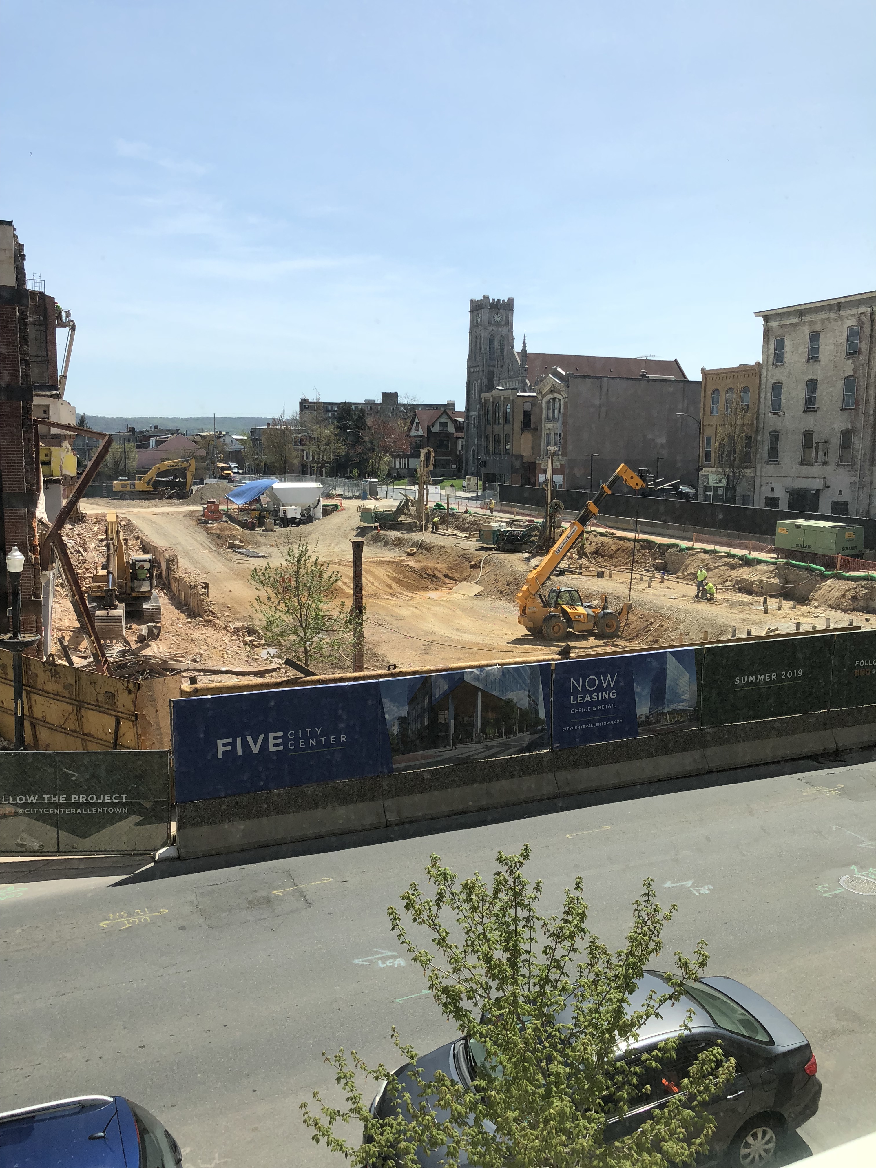 Construction underway in downtown Allentown, PA.